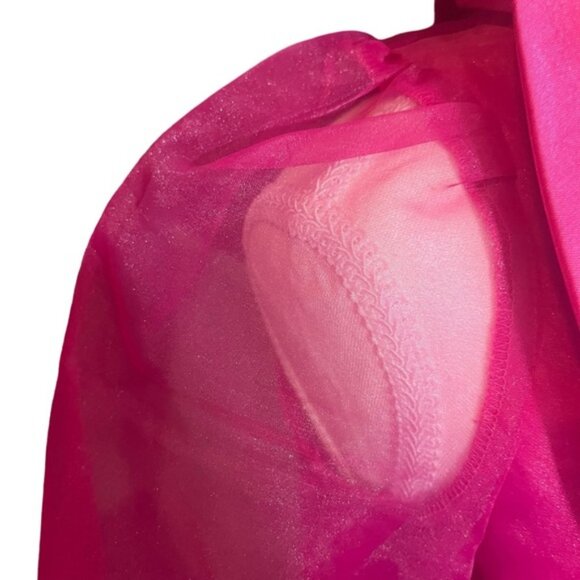 Vintage 80s bright pink Barbie clueless vibes jacket and skirt sheer arms 56 - Picture 6 of 8